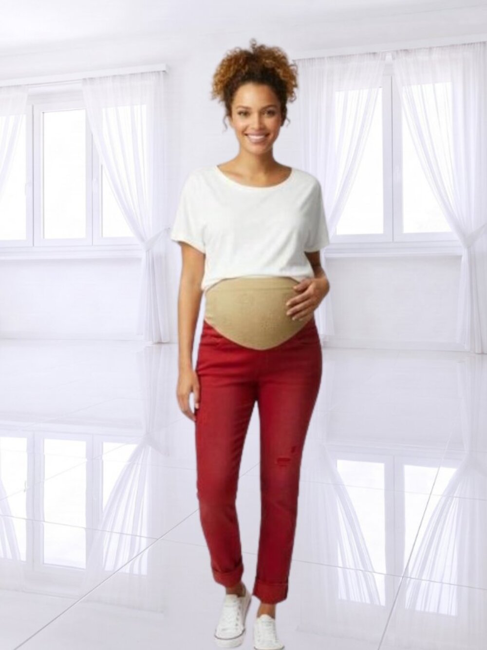 Jessica Simpson Red Maternity Jeans Size M | Stretchy Belly Panel | Comfy
